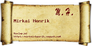 Mirkai Henrik névjegykártya